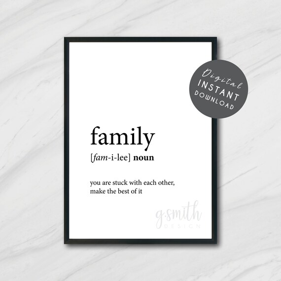 Family Definition Print Family Definition Decor Wall Art Etsy