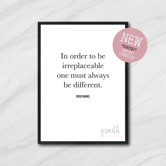 Coco CHANEL Print / Wall Art / A3 / Quote / DIGITAL DOWNLOAD 