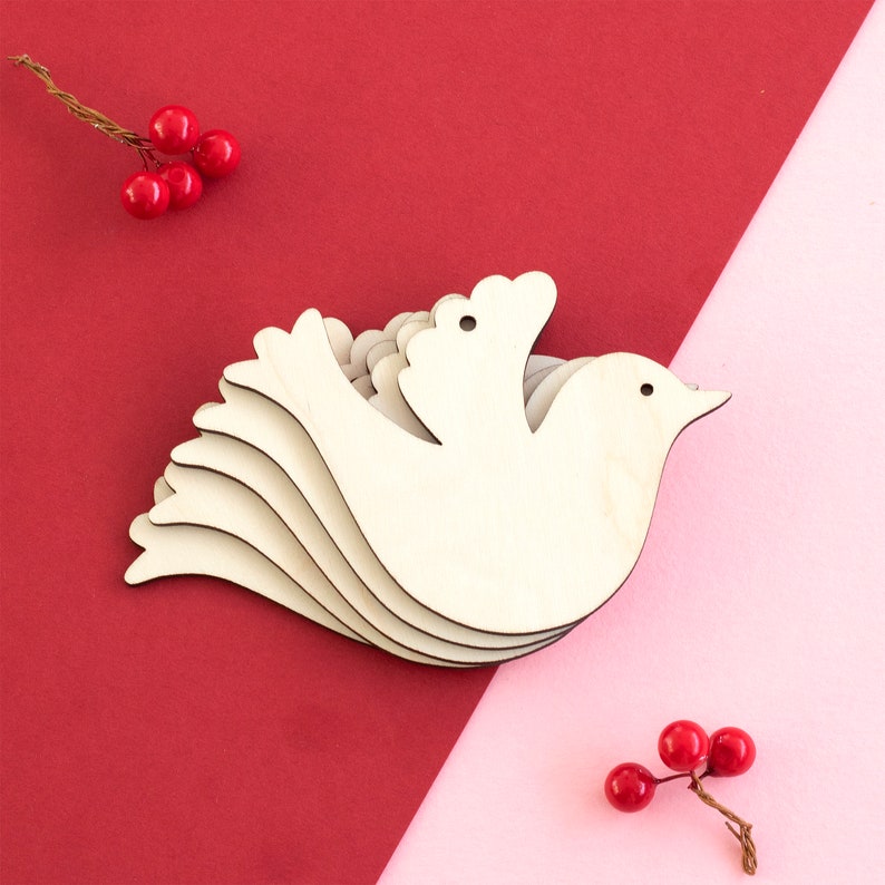 Wooden Dove for Wedding Wish Tree or Christmas Decoration Ornament, Gift Tags, Blank Shapes image 1