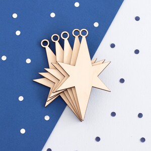 10 Wooden Stars for Christmas Tree Decorations, Gift Tags, Blank Craft Shapes