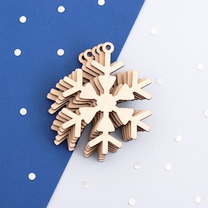 Wooden Christmas Snowflake Ornament Decorations, Gift Tags, Blank Craft Shapes image 1