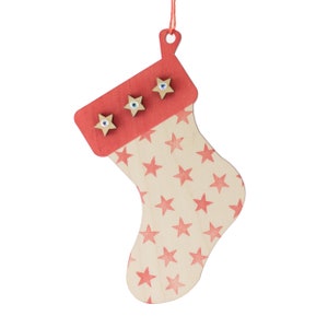 Wooden Christmas Stocking Decoration, Gift Tag, Blank Craft Shape image 3