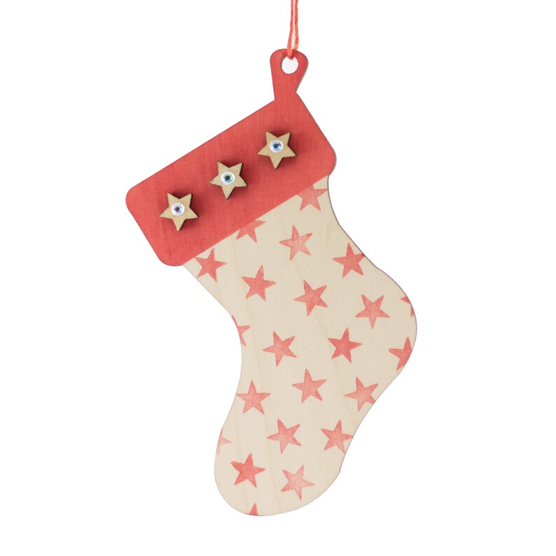 Wooden Christmas Stocking Decoration, Gift Tag, Blank Craft Shape image 3