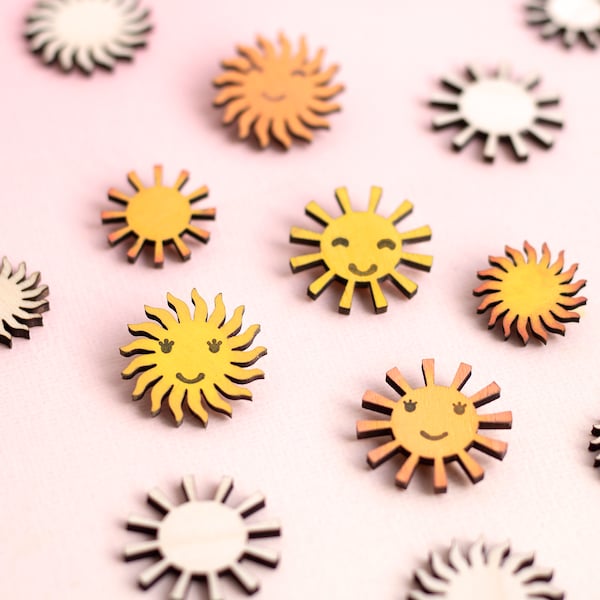 Mini Wooden Sun Embellishments Shapes for Craft Projects