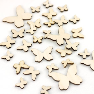 Wooden Butterfly Embellishment Shapes, Mixed Sizes