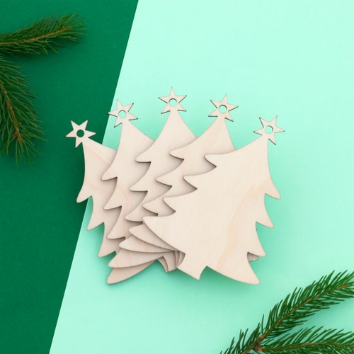 Wooden Christmas Tree Decorations ornaments, Gift Tags, Blank Shapes