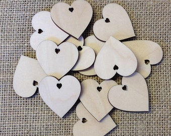 Wooden Hearts, Craft Embellishments, Wedding Favours, Keyring Size Keepsakes, 3cm Heart