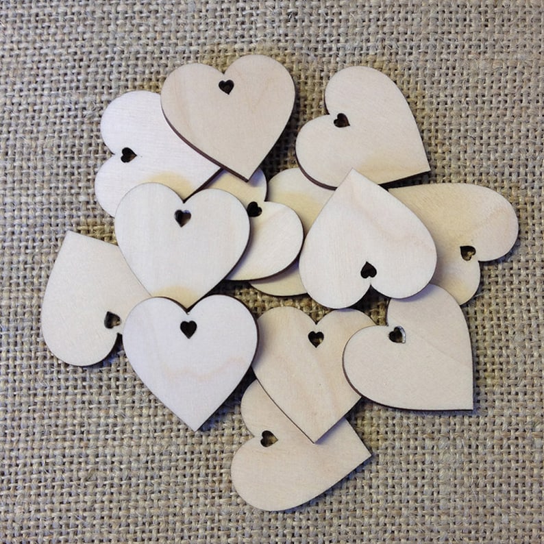 Wooden Hearts Craft Embellishments Wedding Favours Keyring Etsy UK