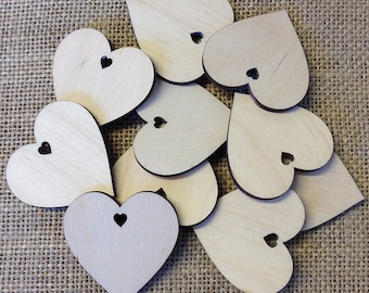 Wooden Heart with Heart Hole, Favour, Tag or Embellishment, Guestbook Heart 4cm