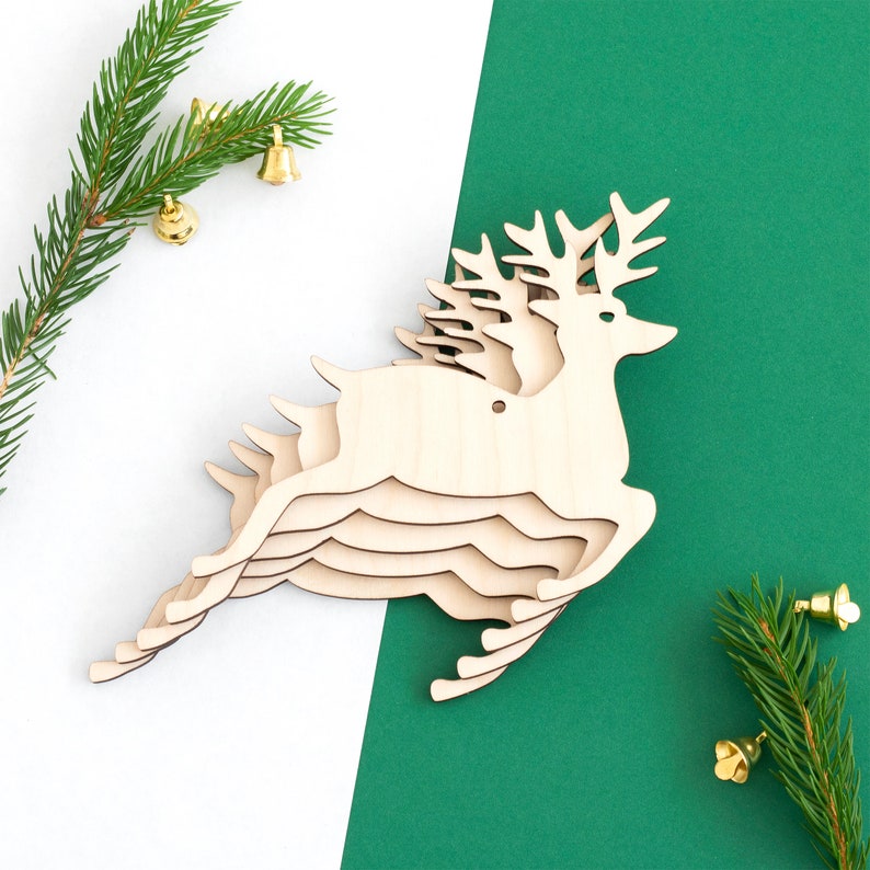 Wooden Christmas Decoration Stag Christmas Tree Ornament Etsy