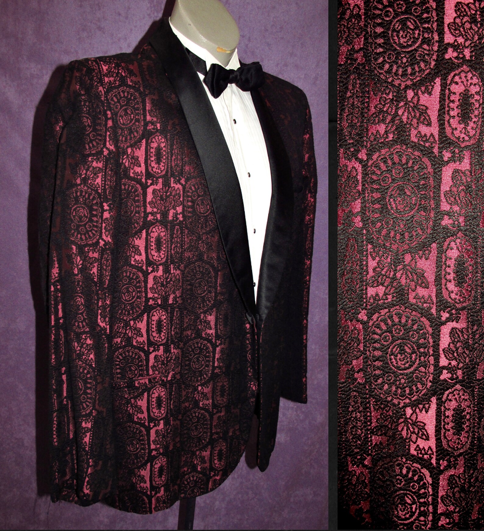 Novelty Print Tux Jacket Vintage Red Black Tuxedo 50s 60s 80s Etsy