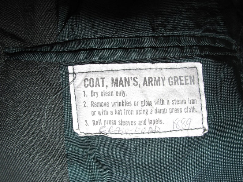 Man/'s Wool Serge Coat AG-44 #DLA100-80-C-2817 Army Vintage Jacket sz 36 Military Vietnam Army Green Late 50s 60s 70s 80s 90s 00s