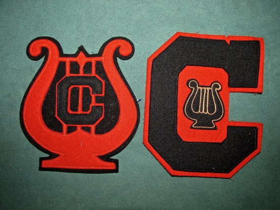 Vintage Felt Letter Set Red Black C Musical Match