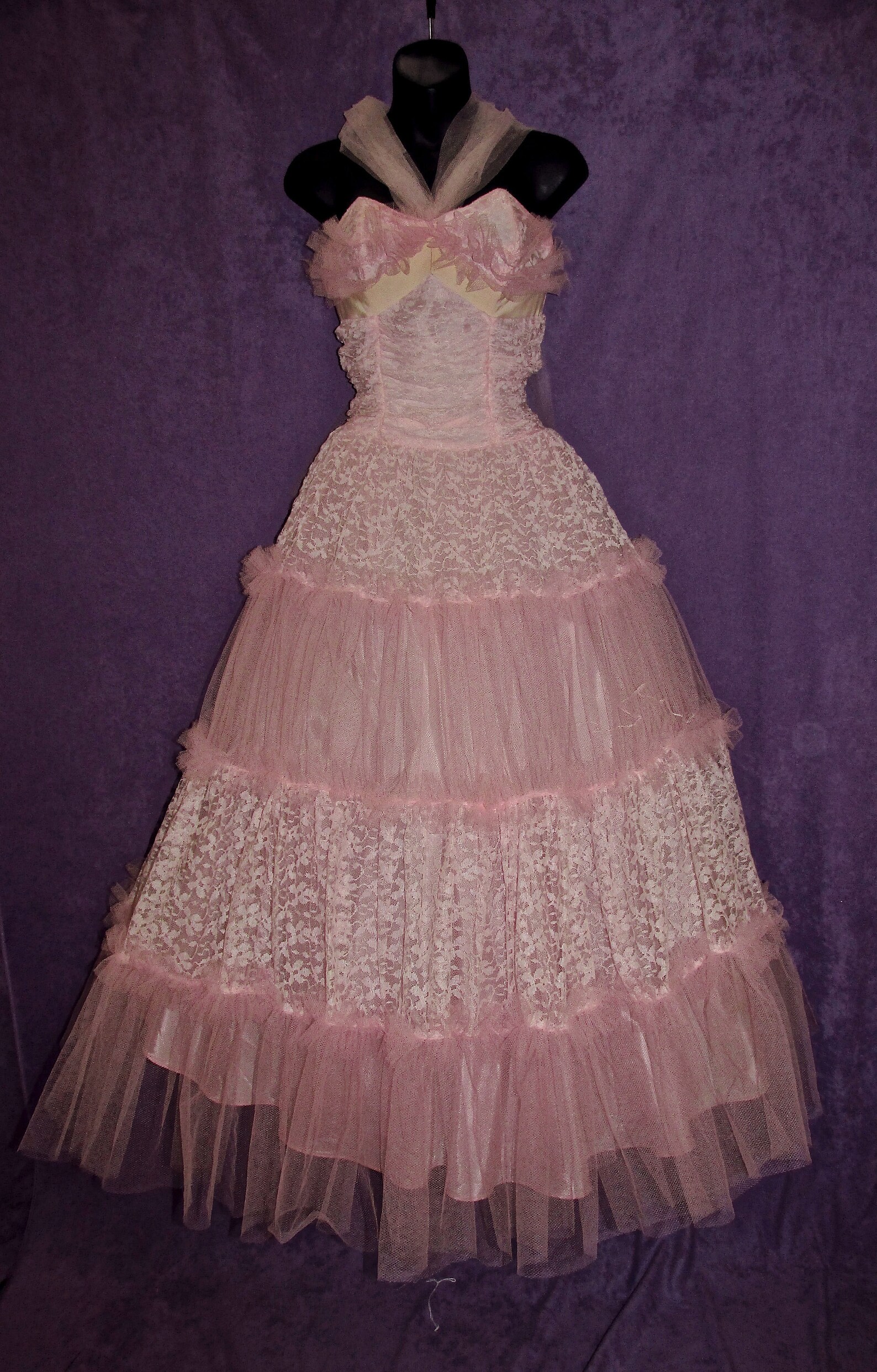 Pink Strapless Vintage Prom Dress Gown 50s Early 60s Etsy