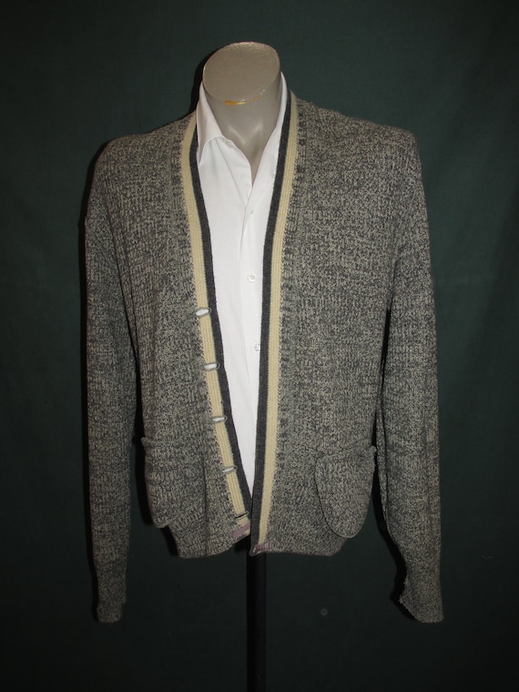 Vintage Classic Letterman Sweater Grey Cream Athl