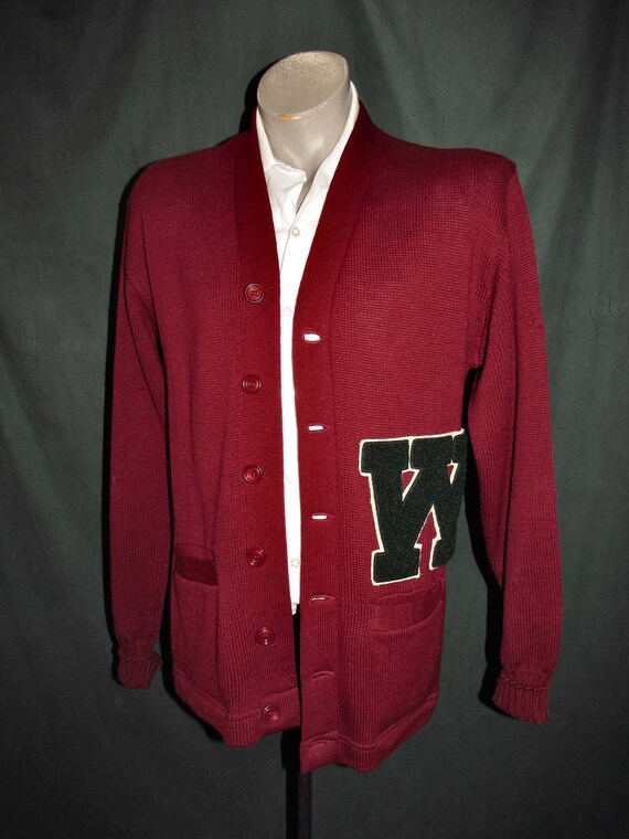Vintage Classic Letterman Sweater Coane 40 Dark Re