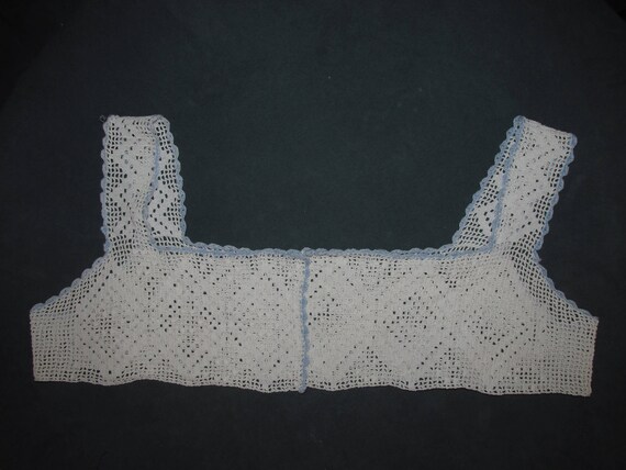 Antique Crochet Yoke Collar Blue Edwardian Victori