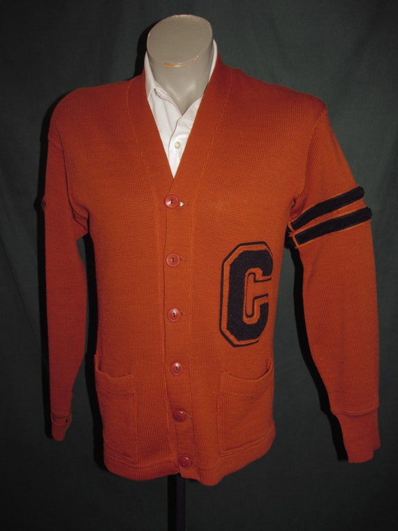 Vintage Classic Letterman Sweater40 Dark Orange Na