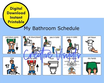 Autism Boys Bathroom Routine Chart, Visual Schedule: Toilet Routine (Digital Download)