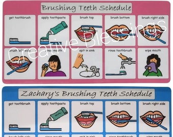 Autism Boys or Girls Brushing Teeth Schedule, Personalized