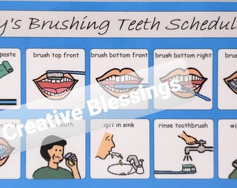 Autism Boys Brushing Teeth Detailed Schedule, Personalized