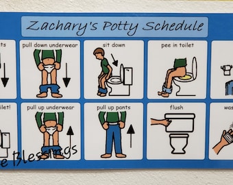 Autism Boy or Girl's Potty Bathroom Schedule, Personalized