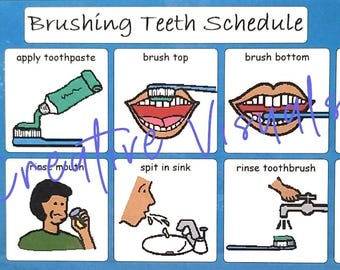 Autism Boys or Girls Brushing Teeth Schedule, Personalized