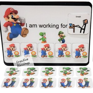 Character Token Boards Autism ADHD Behavior Reinforcer, Visual Schedule Reward Chart Laminated Boardmaker Icon, Class ABA Therapy Materials