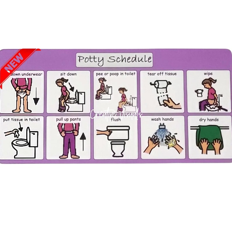 Personalized Girls Bathroom Routine Chart, Visual Schedule, Toilet ...