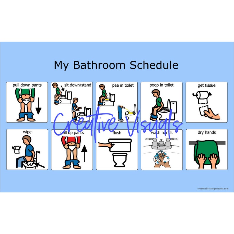 Pee During Routine Autism Boys Potty Training Visual Schedule: Bathroom Routine (digital ...