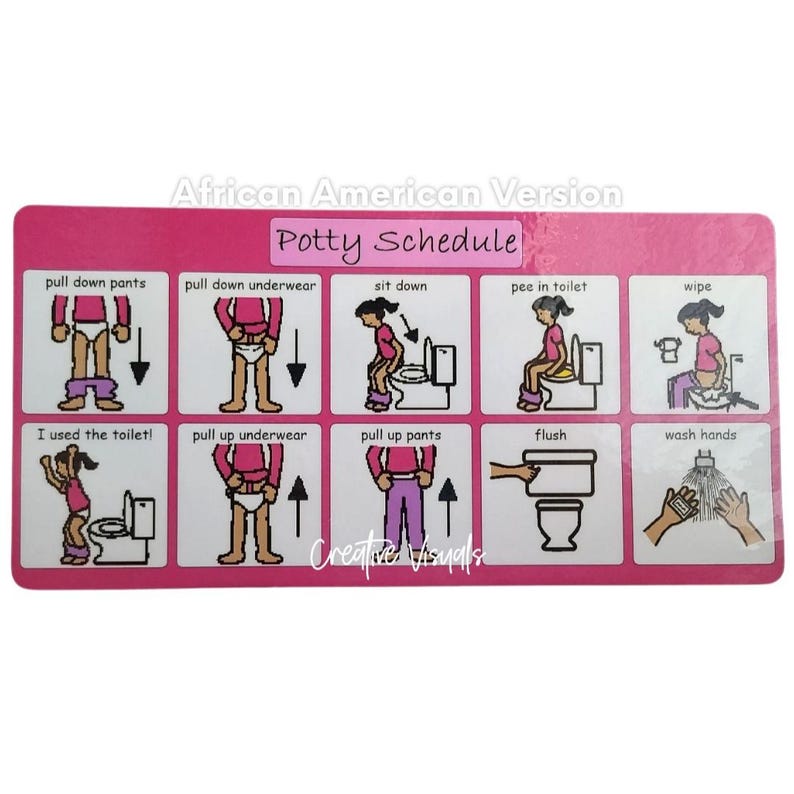 Personalized Girls Bathroom Routine Chart, Visual Schedule, Toilet ...