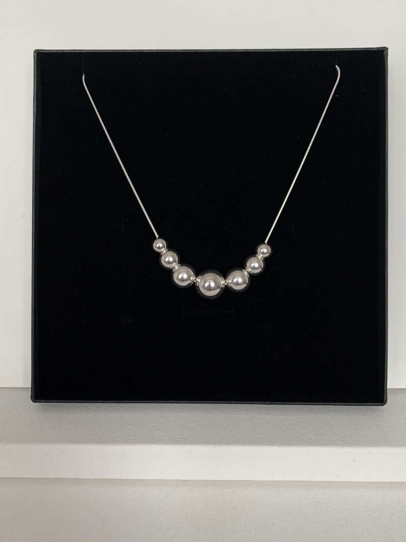 Large Silver Ball Necklace With Various Size Balls, 14,12,10 and 8mm ...