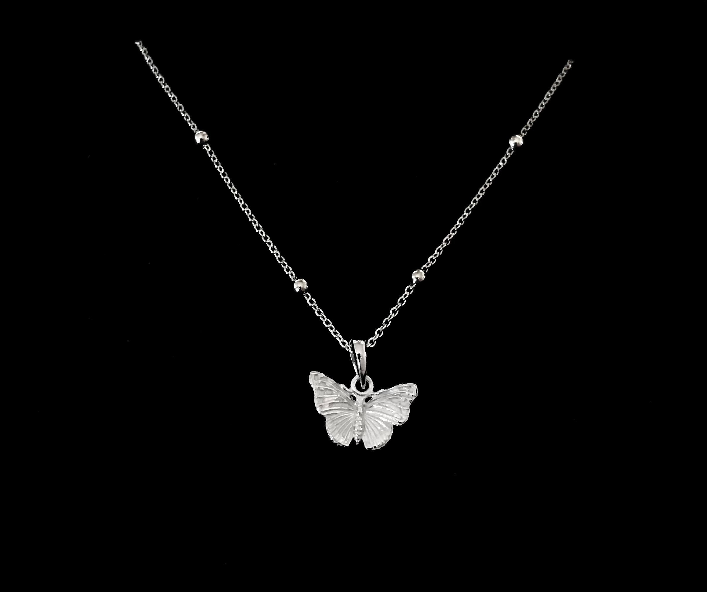 Silver Butterfly Necklace, Sterling Silver Butterfly Pendant