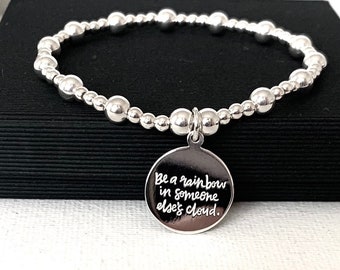 Sterling Silver Ball Bracelet: Inspirational Message, Friendship Gift