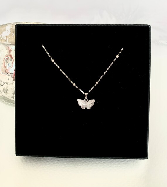 Solid Beat 「butterfly pendant」 silver925 Silver Butterfly Necklace, Sterling Silver Butterfly Pendant
