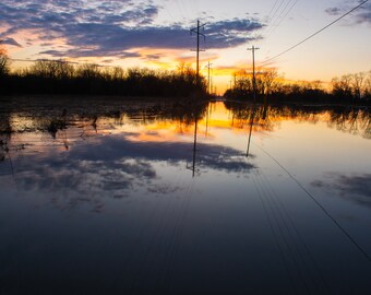 Floodwater Sunset  - Giclee Luster Paper Fine Art Photographic Print