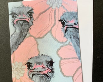 But We Wanted Tulips Ostriches Single Notecard