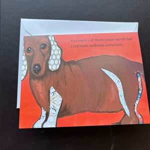 Swearing Dog Single Grußkarte vom Originalbild