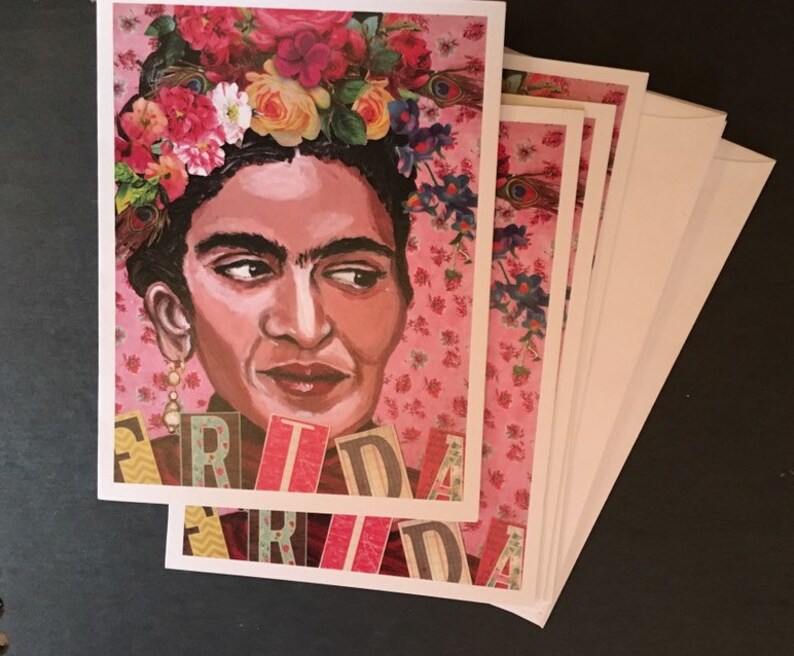 Frida Kahlo Collage Set of 5 Notecards From Original Painting