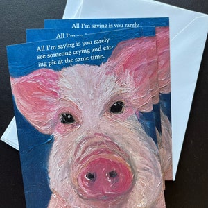 Pie Pig Set of 5 Notecards From Original Painting