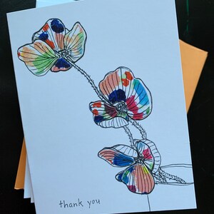 Carte de correspondance florale unique Merci Odd Poppies