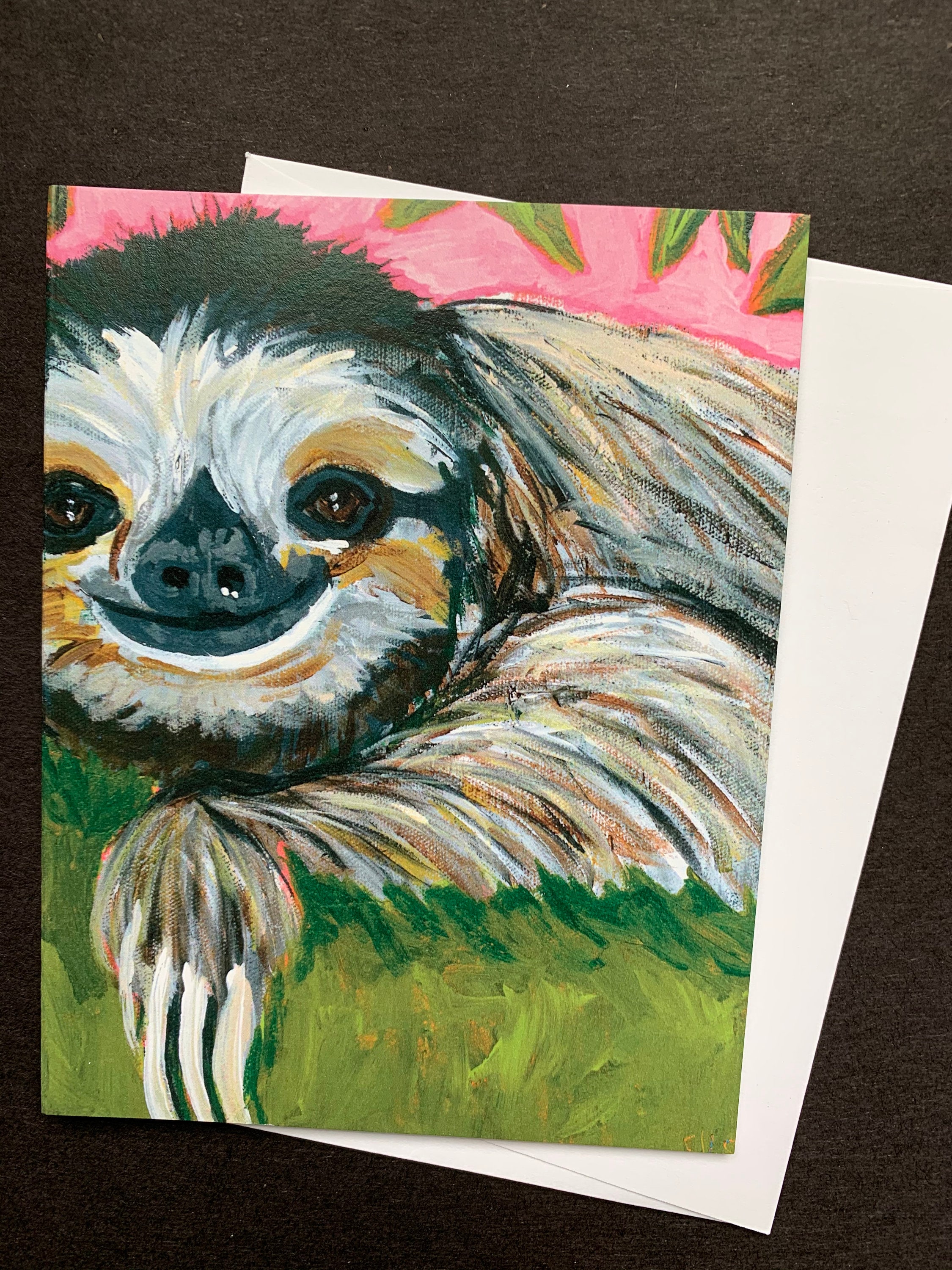 Sloth Taking Notes Silly Sloth Note Card Set From Original Painting - Etsy