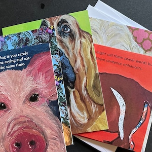 Mixed Set of Snarky Notecards  From Original Paintings