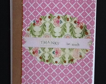Delicate Pastel  Thank You So Much Single Notecard