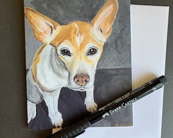 Luther Pup Single Note Card From Original Painting