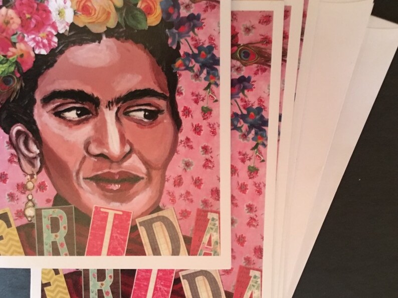 Frida Kahlo Collage Set of 5 Notecards From Original Painting