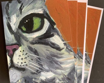 Close Up Cat Note Card Set From Original Painting