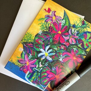Happy Yellow Single Note Card from Original Painting