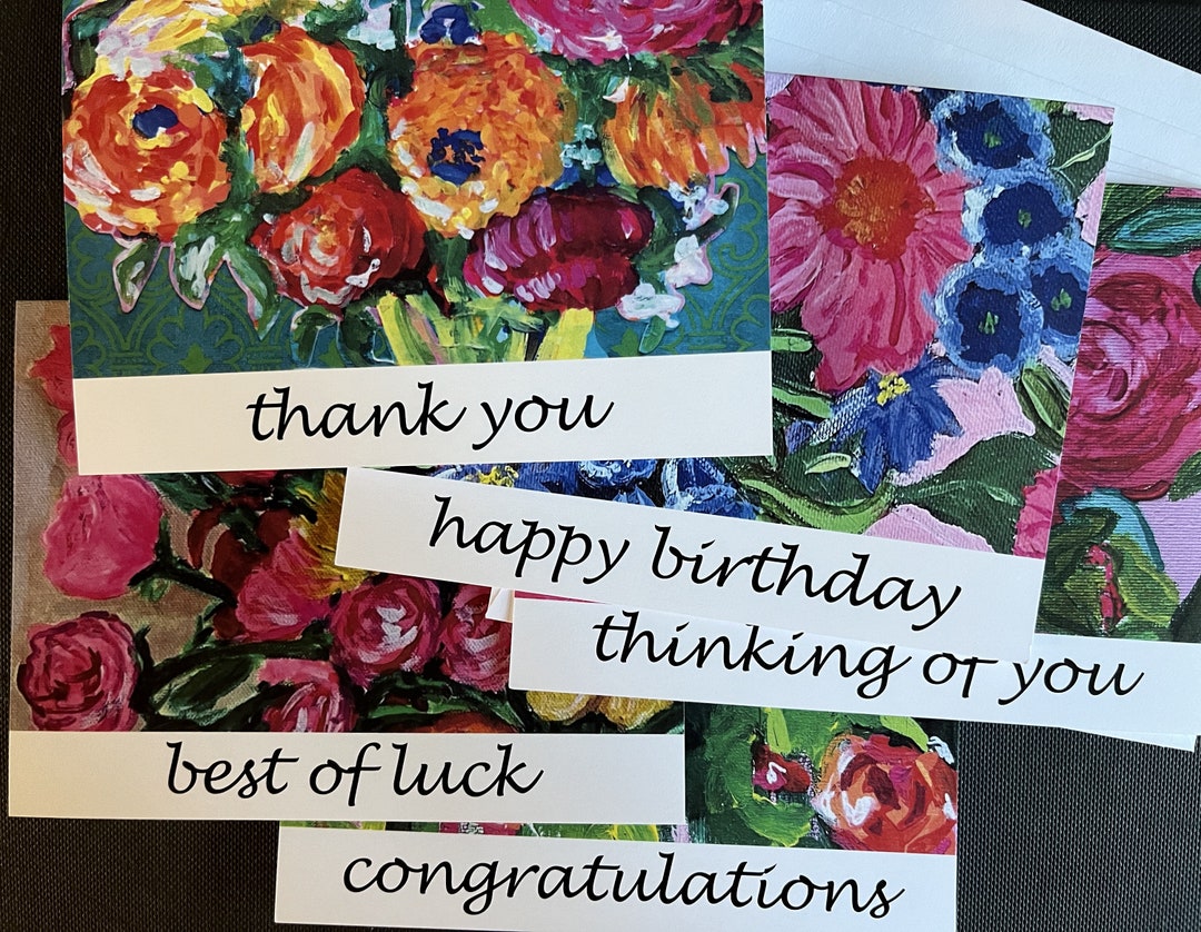Mixed Greetings Set of Note Cards From Original Flower Paintings - Etsy