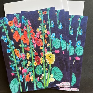 Ensemble de cartes de correspondance roses trémières à l&#39;ancienne d&#39;après une peinture originale